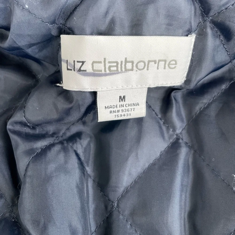 Liz Claiborne Black Cotton Anorak Trench Coat Size Medium - Image 7
