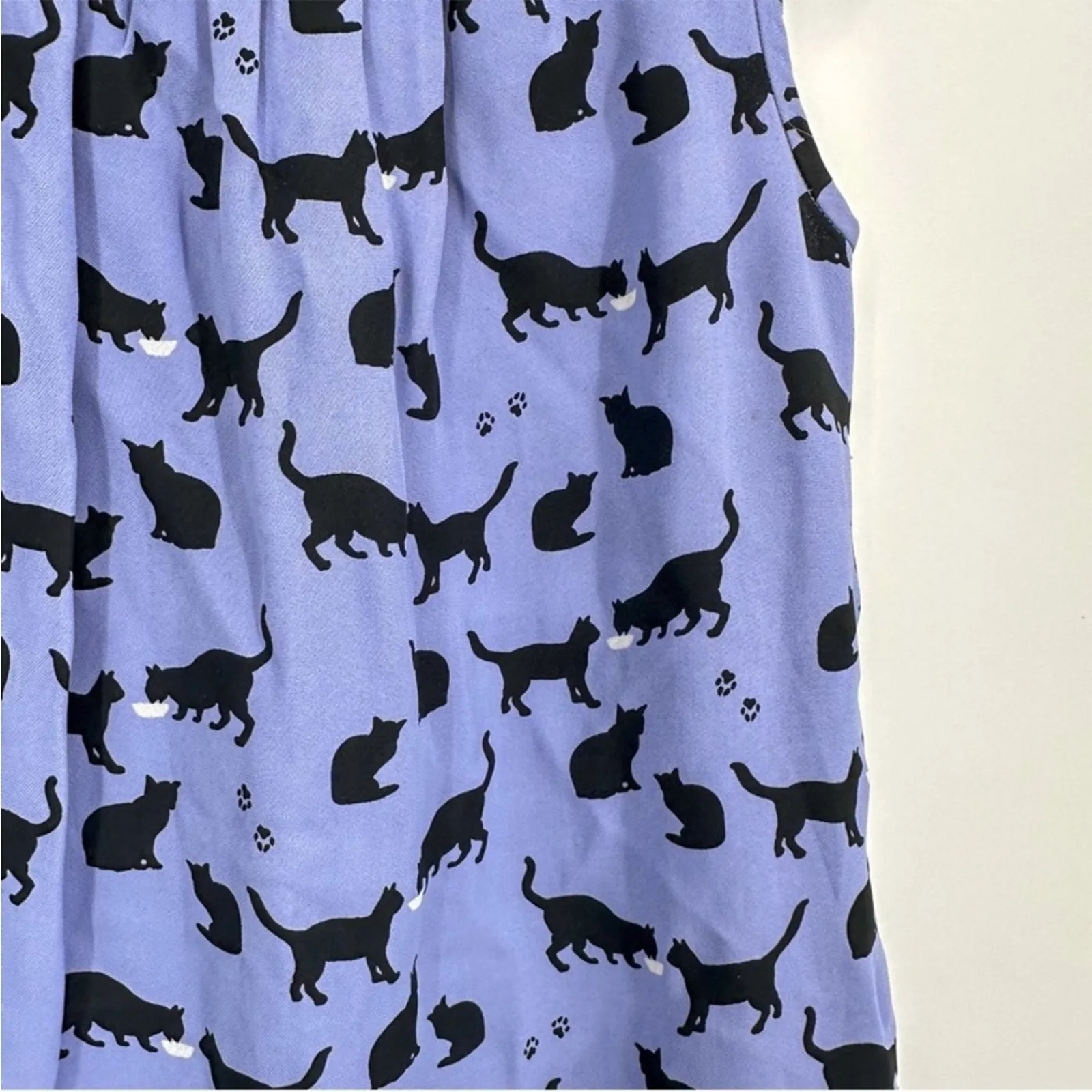 Kate Spade Periwinkle Black Cat Kitty Print Drop Waist Shift Dress Women Size 0 - Image 3