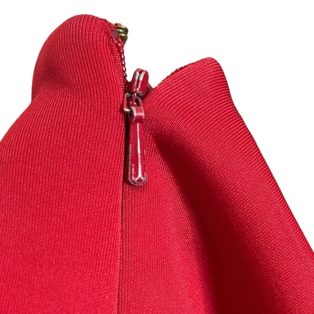 Black Halo Eve Molten Off Shoulder Red Maxi Dress Long Gown Women Size 10 - Image 9