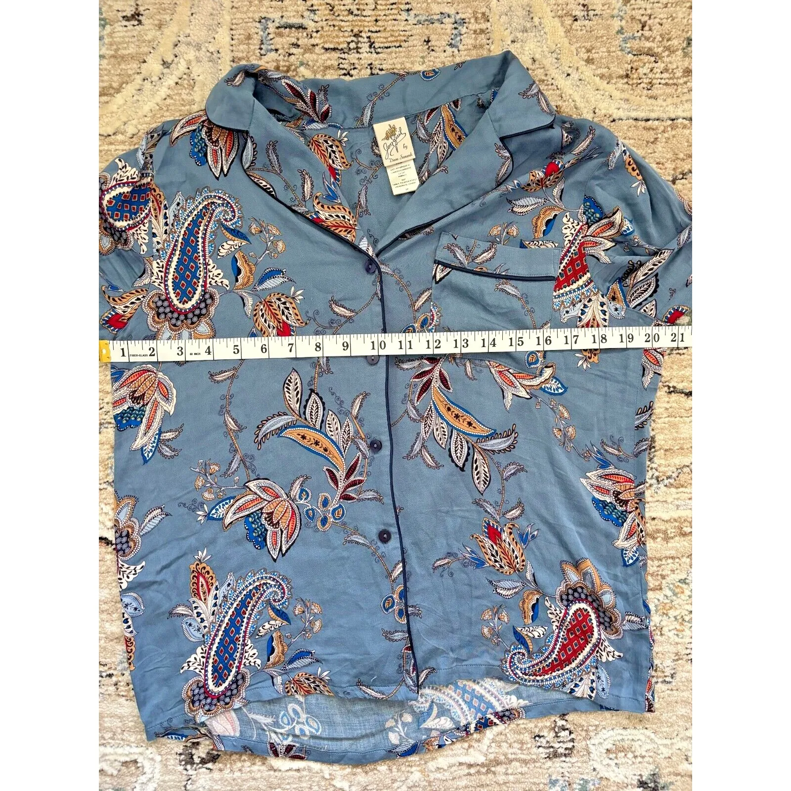 In Bloom by Jonquil Pajama Set Womens Small Blue Paisley Soft Knit Cozy‎ Luxury - Image 13