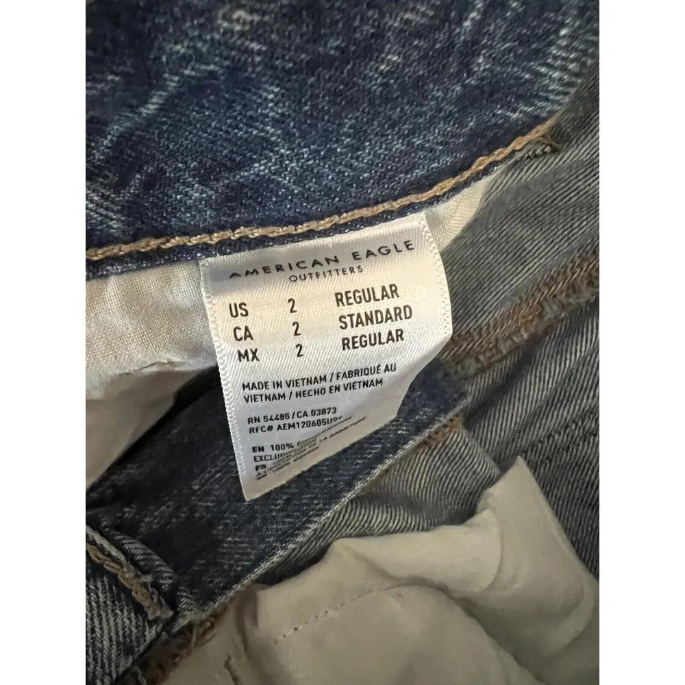 American Eagle Outfitters Stretch Jeans Womens Size 2  Blue Curvy Mom Jean - Image 4