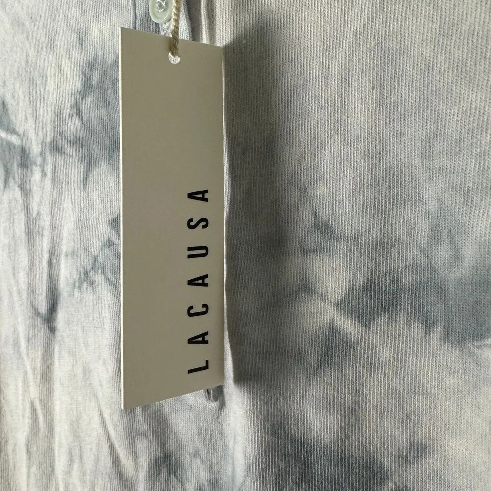 Lacausa Lolo Henley Blue Tie Dye Long Sleeve Shirt Organic Cotton Small NEW - Image 3