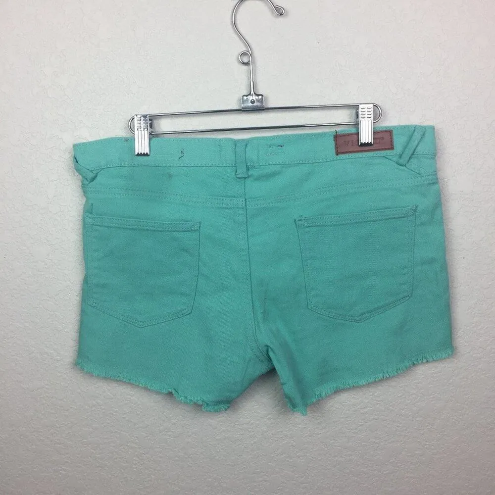 VIOGOLD Teal Cutoff Jean Shorts Size 30 Green - Image 3