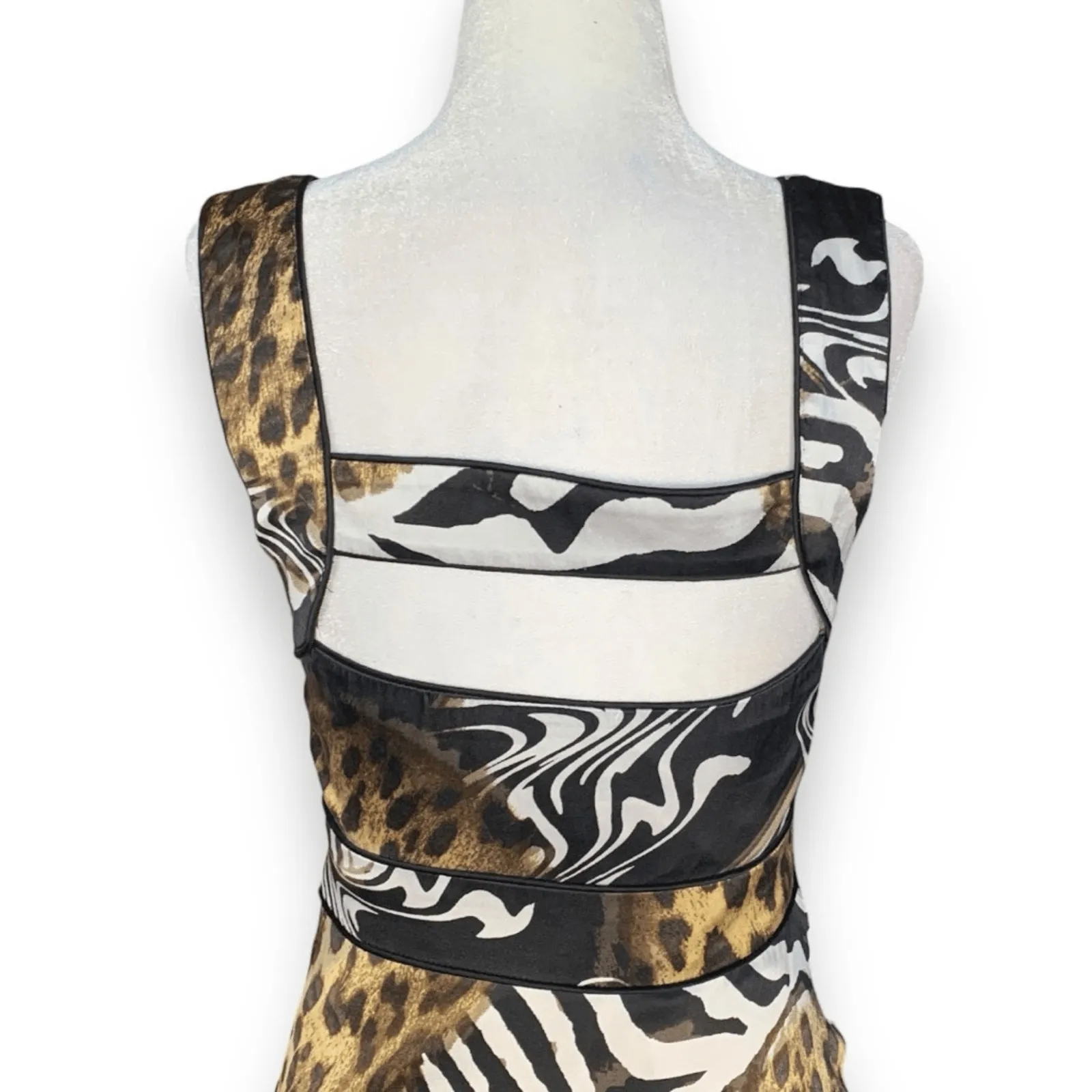 Vintage Y2K Cache Silk Animal Print Bustier Tank Top Zebra Leopard Clubwear XS - Image 7