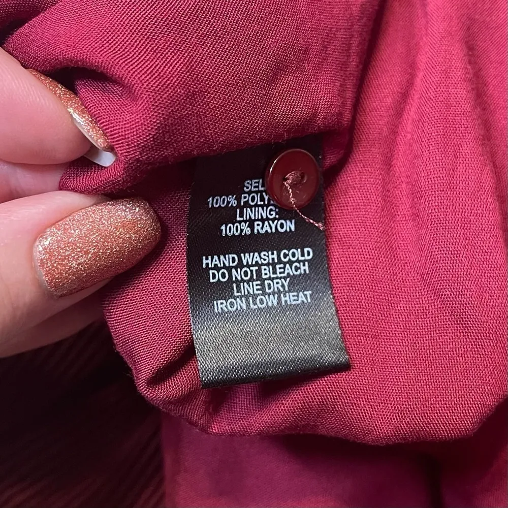 Lulu’s Red Pleated Chiffon Halter Neck Mini Swing Dress Small - Image 12