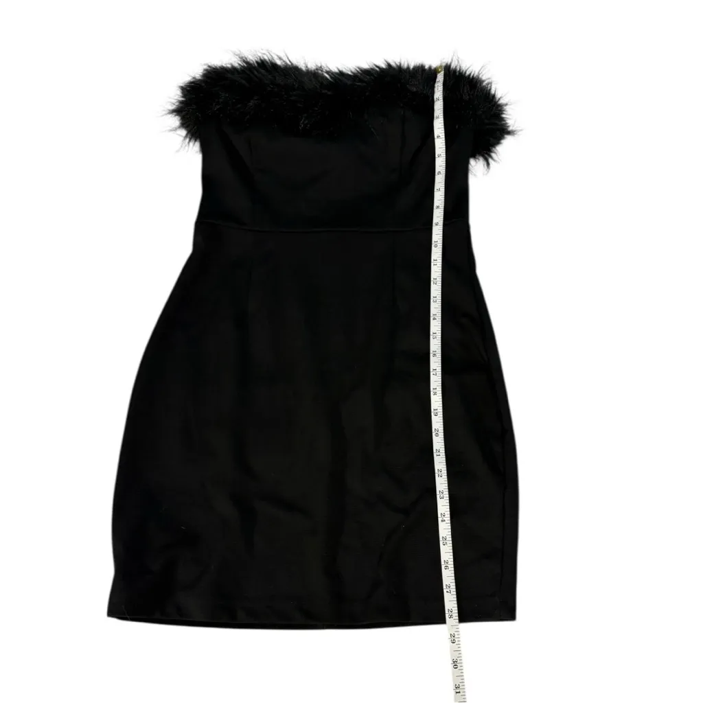 Y2K Venus Strapless Feather Trim Mini Cocktail Dress Women’s 8 Mob Wife Glam LBD - Image 9