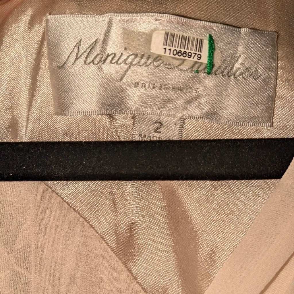 Monique Lhuillier Bridesmaids Amelia Gown Blush Pink Chiffon V Neck Tonal Lace 2 - Image 4