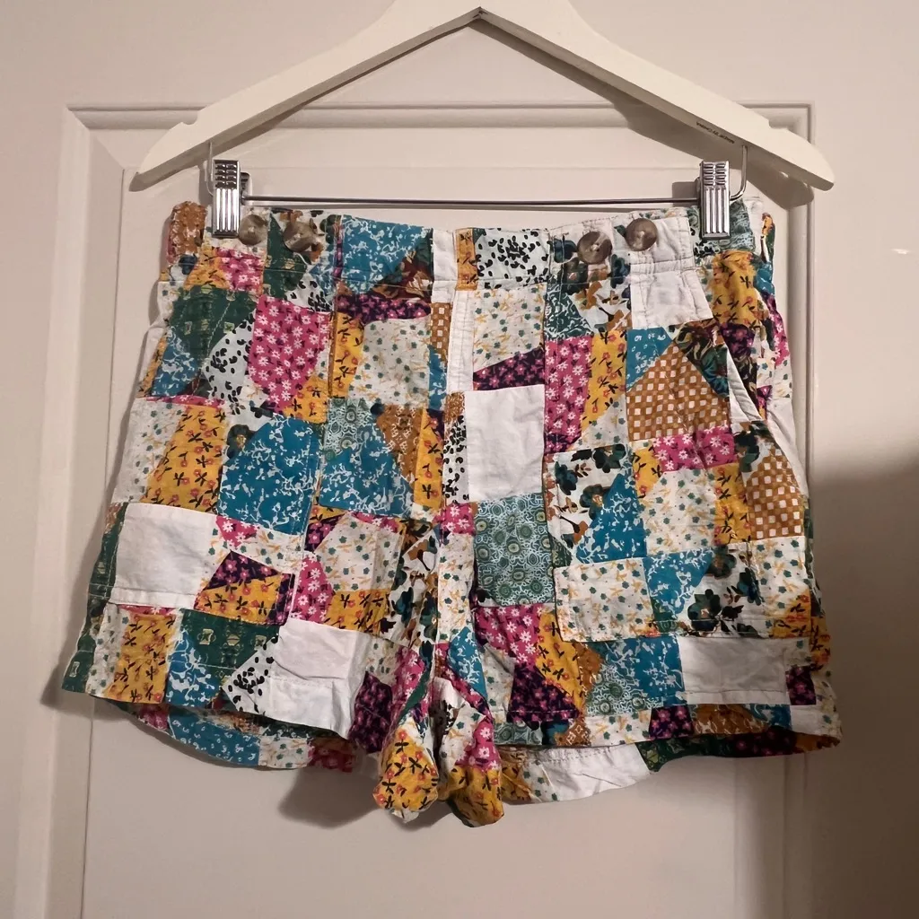 Anthropologie x Pilcro $98 Utility Patchwork Shorts Coquette Peasant High Rise Yellow Size 29 - Image 3