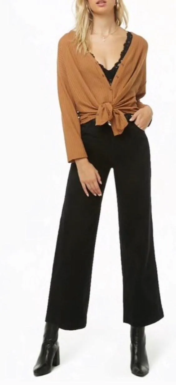 Forever 21 Orange Waffle Knit Long Sleeve Top - Image 3