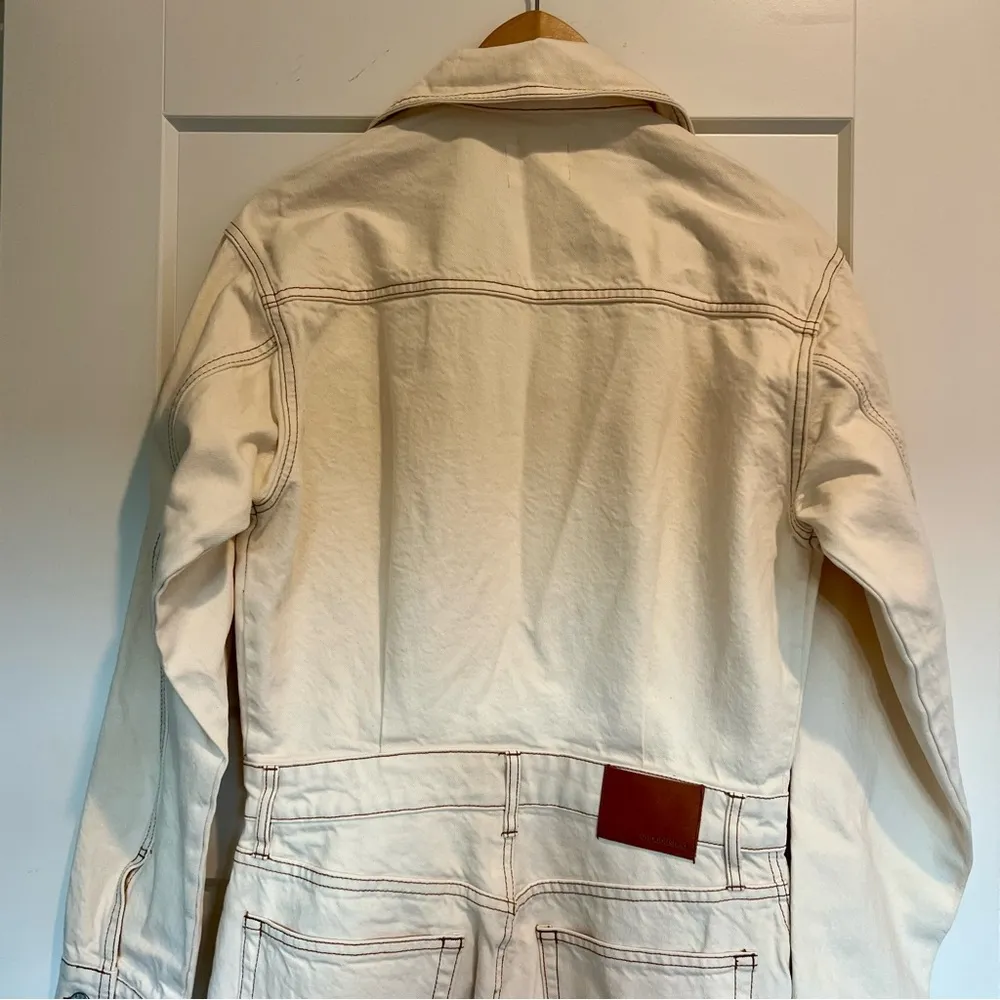 Like New Unpublished Off White Simone Long Sleeve Denim Jumpsuit Sz M $198 Cute! - Image 8