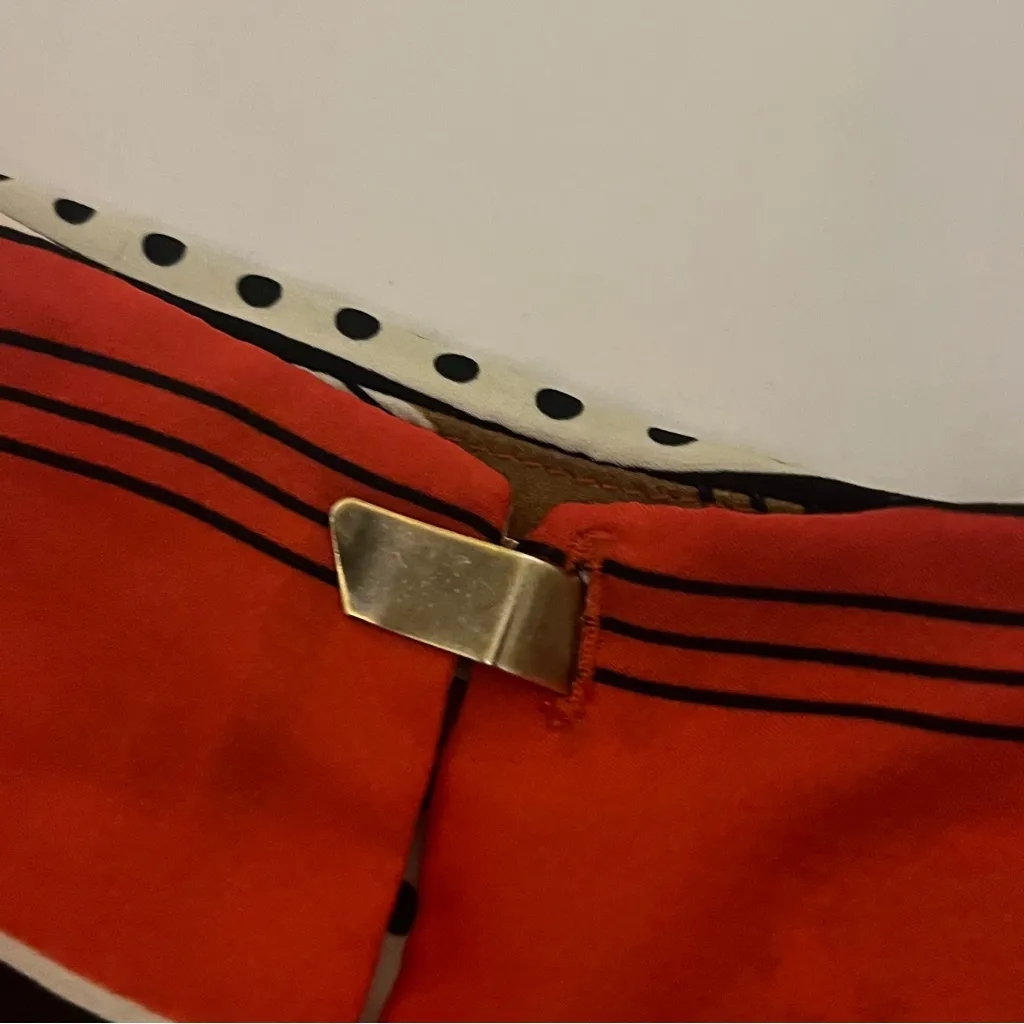 Anthro Ming Collection Red, Black, and Gold Geometric Blouse - Image 6