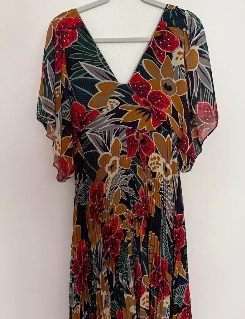 Club Monaco Zorbina Pleated Floral Midi Dress - Image 10