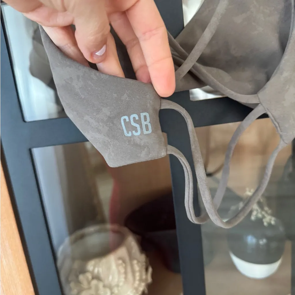 CSB sierra fade crop top sports bra criss cross open back thin straps latte Tan Size XS - Image 4