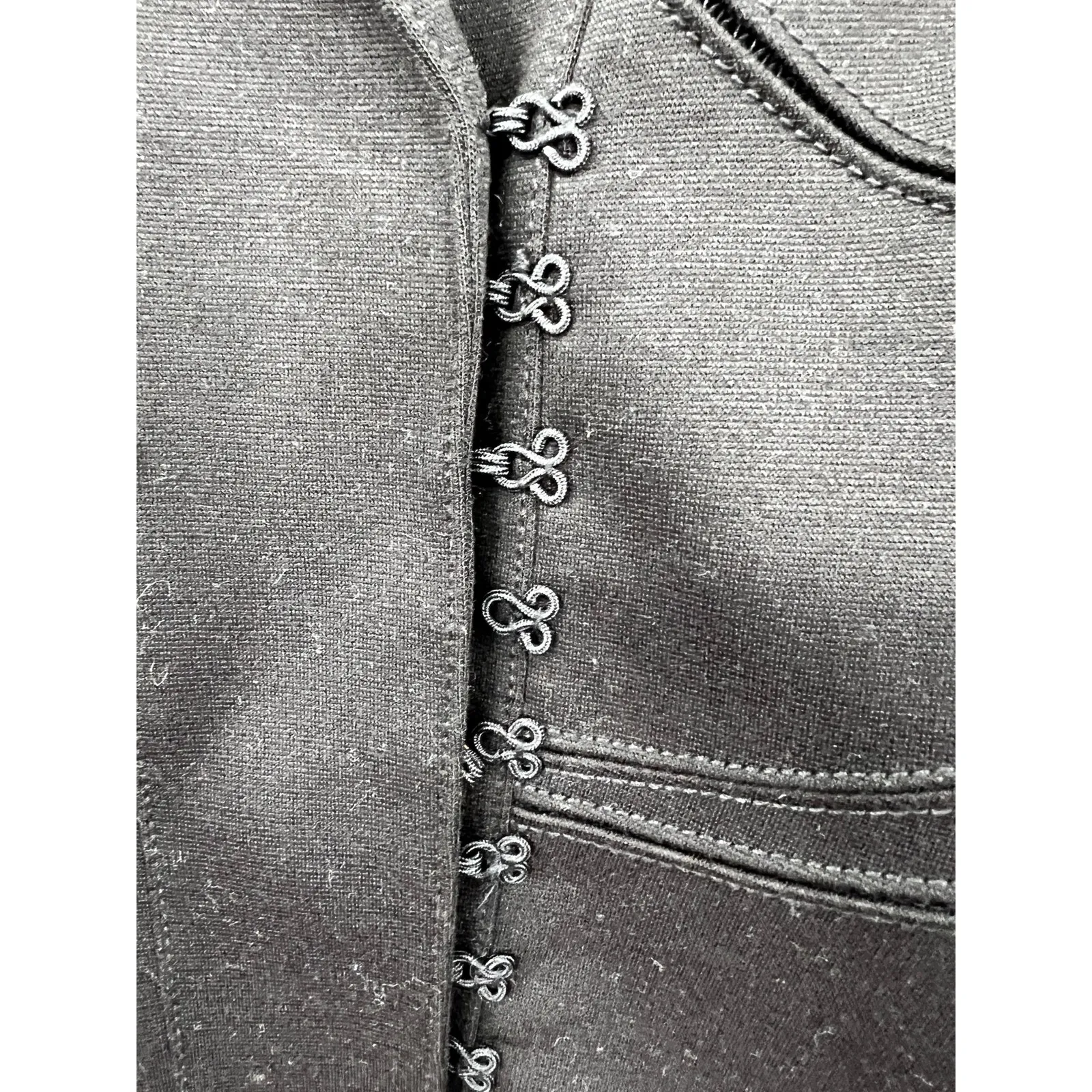 Robert Rodriguez Open Cut Arm Holes Belted‎ Wool Blazer Jacket Black Size 10 - Image 3