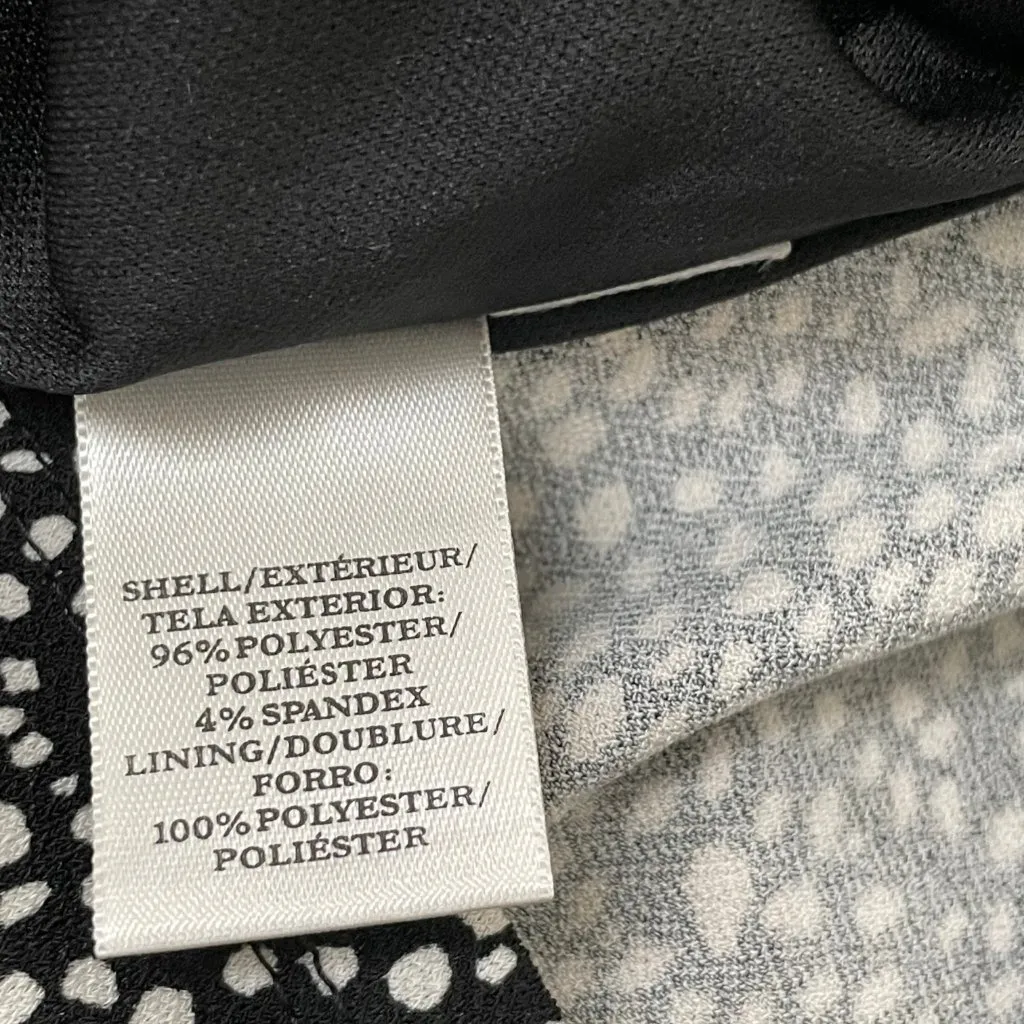 Ann Taylor Shift Dress Faux Wrap Black White Abstract Dots Size 12 Women Stretch - Image 11