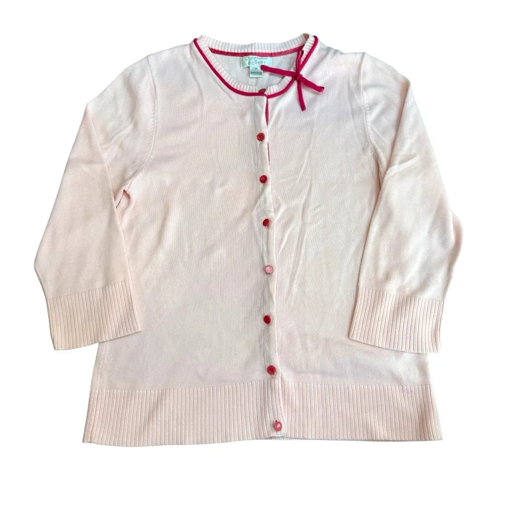 Christopher & Banks Size M Bow Accent Cardigan Sweater Pink‎ Coquette Preppy - Image 4