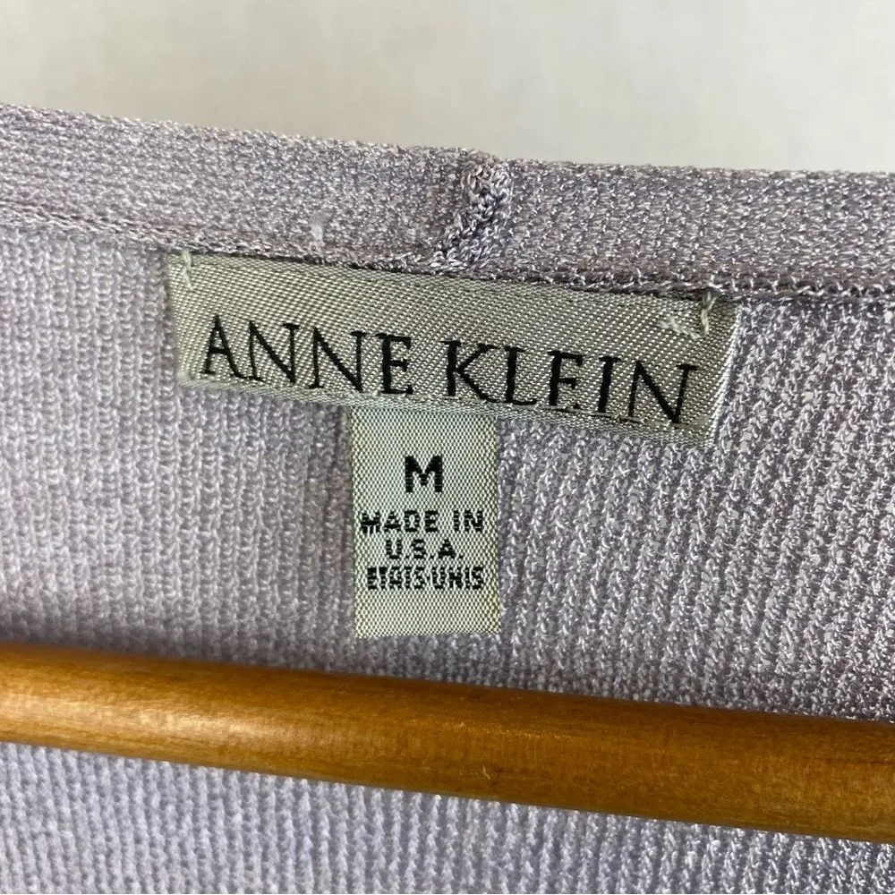 Anne Klein Lavender Open Front Knit Cardigan Sweater M - Image 3