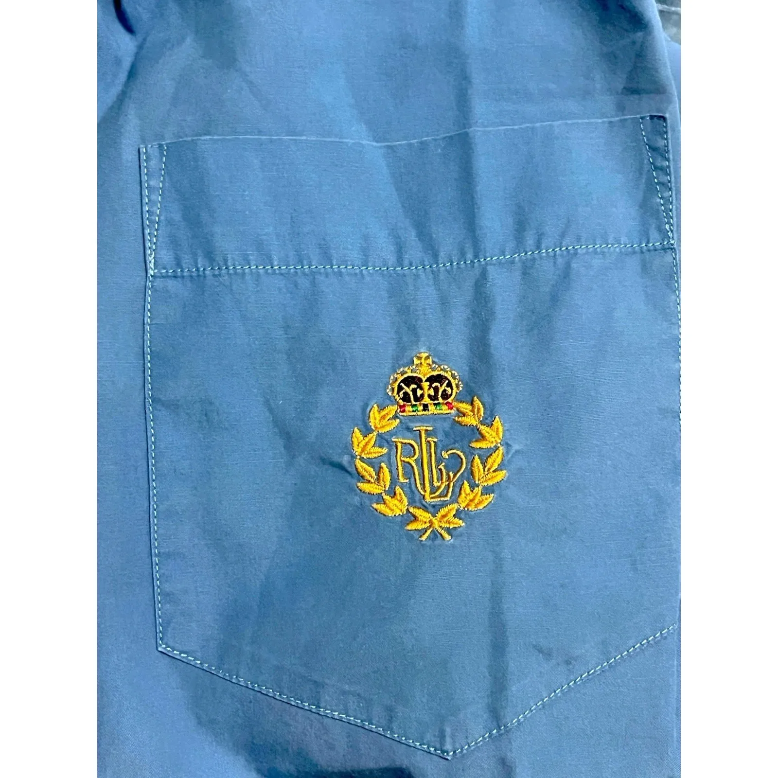 Vintage Ralph‎ Lauren Petite Crest  Long Sleeve Blue Shirt Size 2P Y2K Academia - Image 3