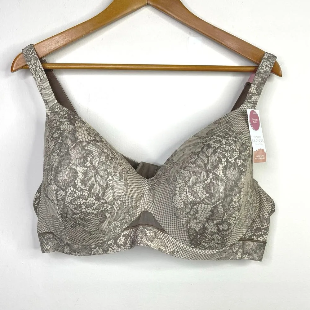 Cacique Comfort Bliss Lightly Lined Full Coverage Underwire Bra Lace 44C New - Image 2