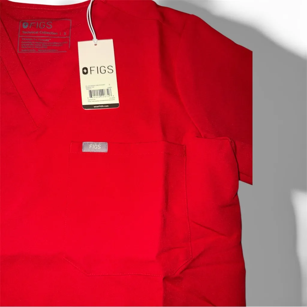 FIGS Catarina One-Pocket Scrub Top Red Size Small NEW - Image 2
