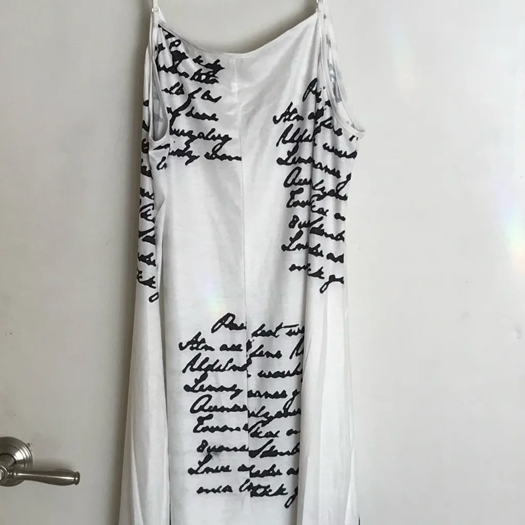 SWIMSUIT COVER UP MIDI with FRENCH PRINT WITH ADJUSTABLE STRAPS SZ MED White - Image 4