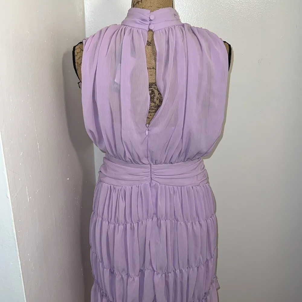 Nastygal Shirred Skirt w/ High Neck Chiffon Mini Dress - Image 12