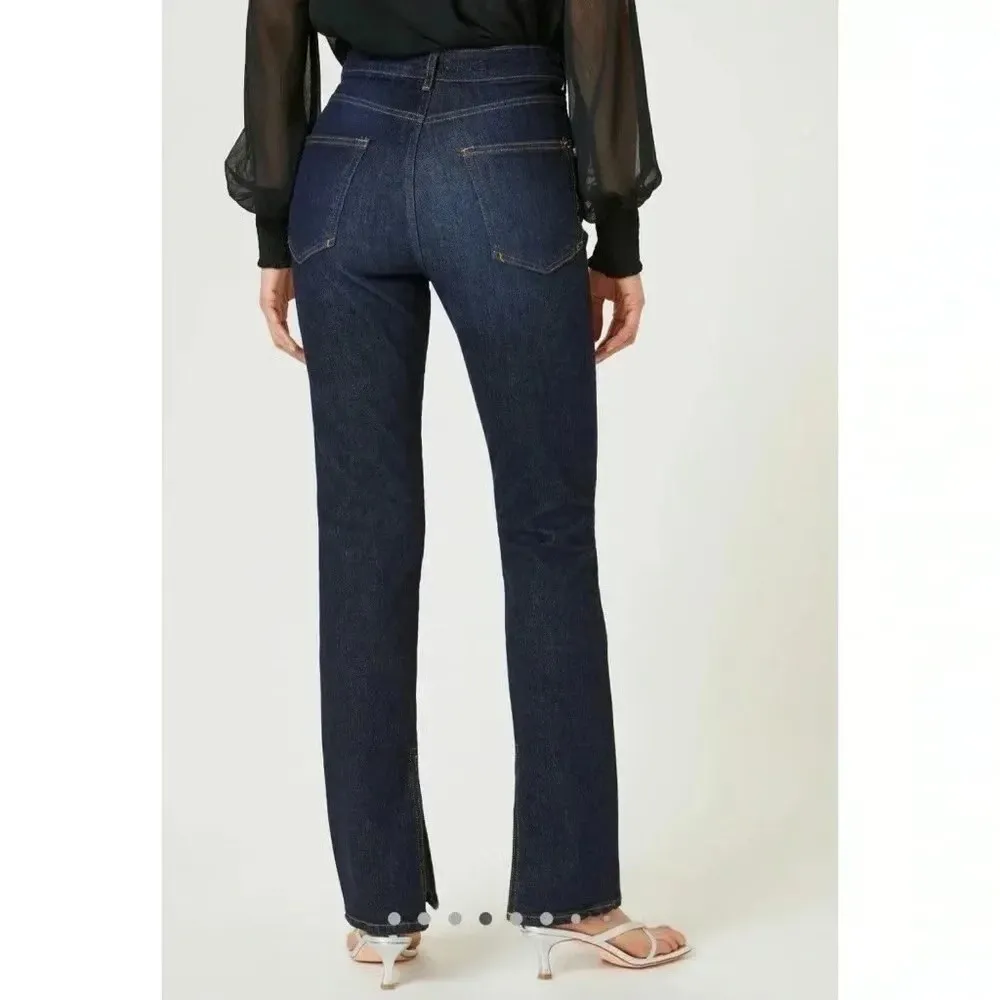 Pilcro Womens Dark Blue Dark Wash Split Hem High Rise Straight Leg Jeans Size 28 - Image 5