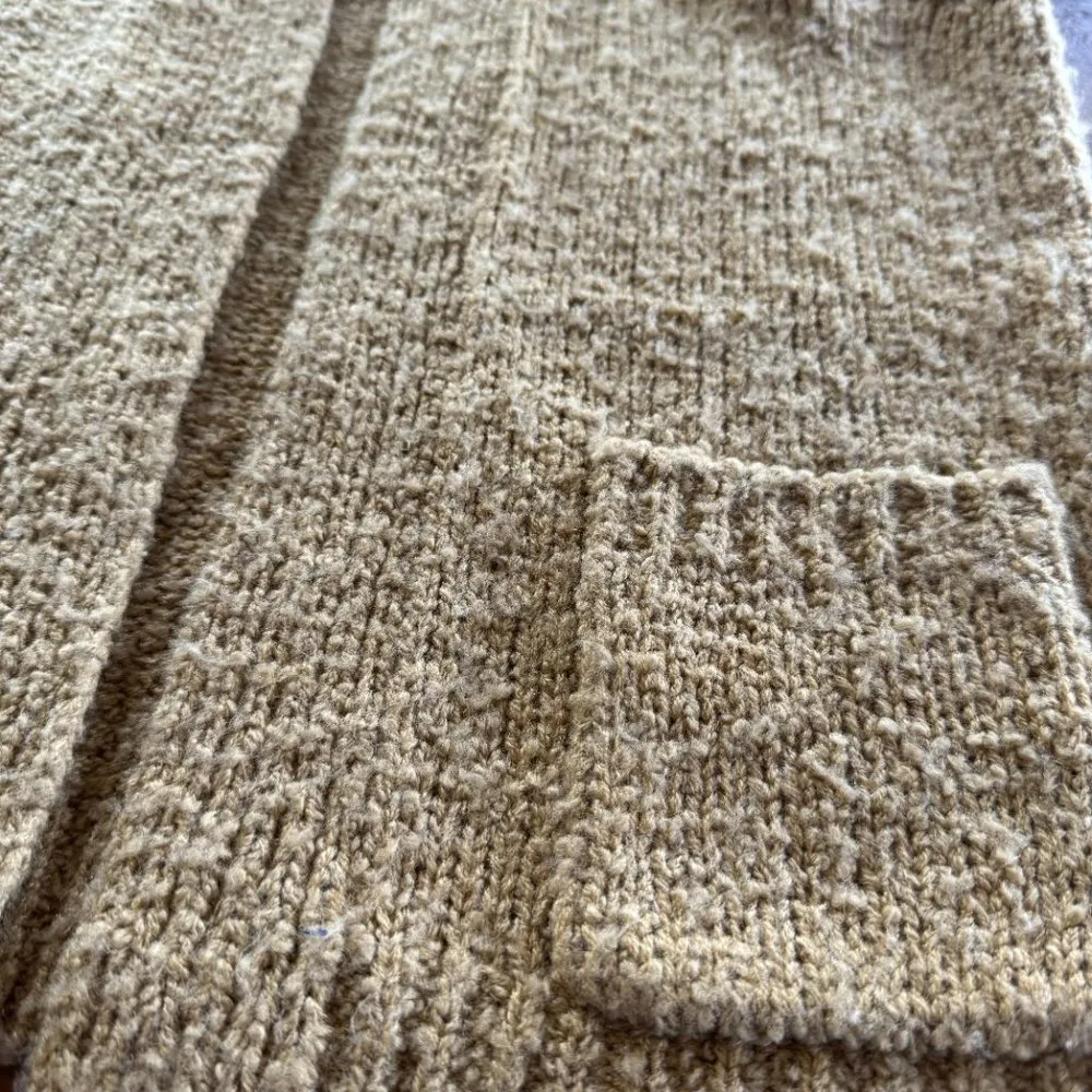 Vintage Acrylic Beige Open‎ Sweater Cardigan Moneta 80s M Vest Tan Size M - Image 6