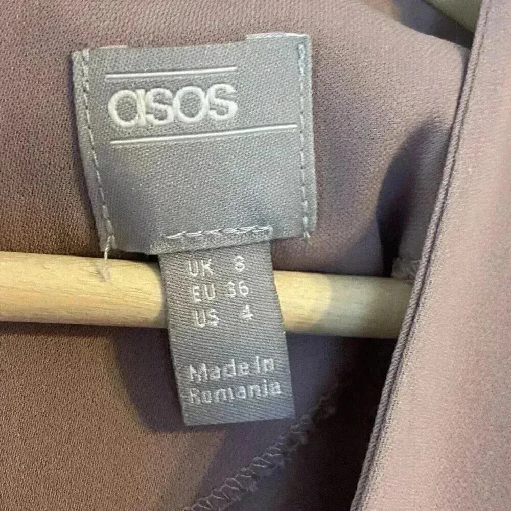 Asos Dress Woman's‎ Size 4 Dusty Rose Bat Wing 3/4 Sleeve V-Neck Knee Length - Image 3