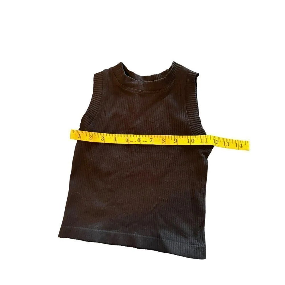 Aura Black Ribbed Sleeveless Top S Nylon Spandex Blend - Image 4