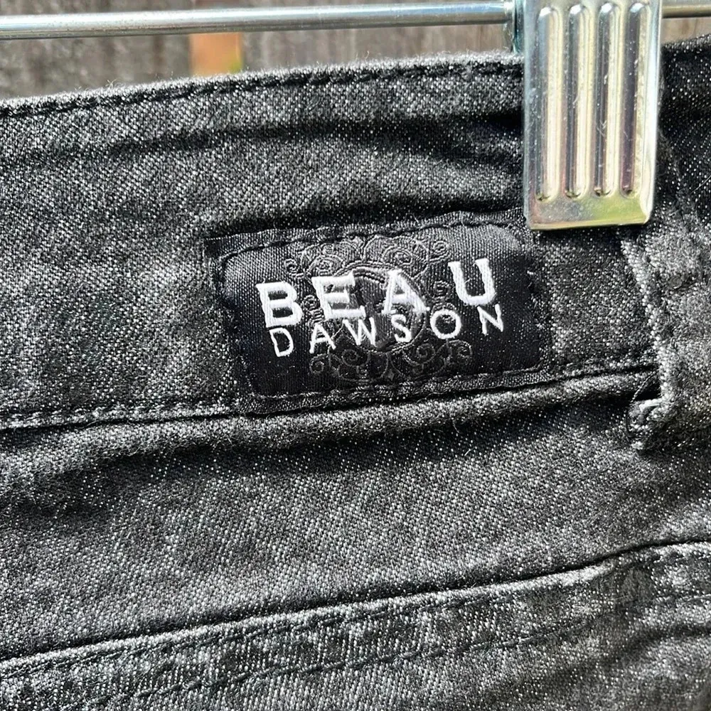 Black snake print denim pants size 6p Beau Dawson zipper button fly pockets - Image 7