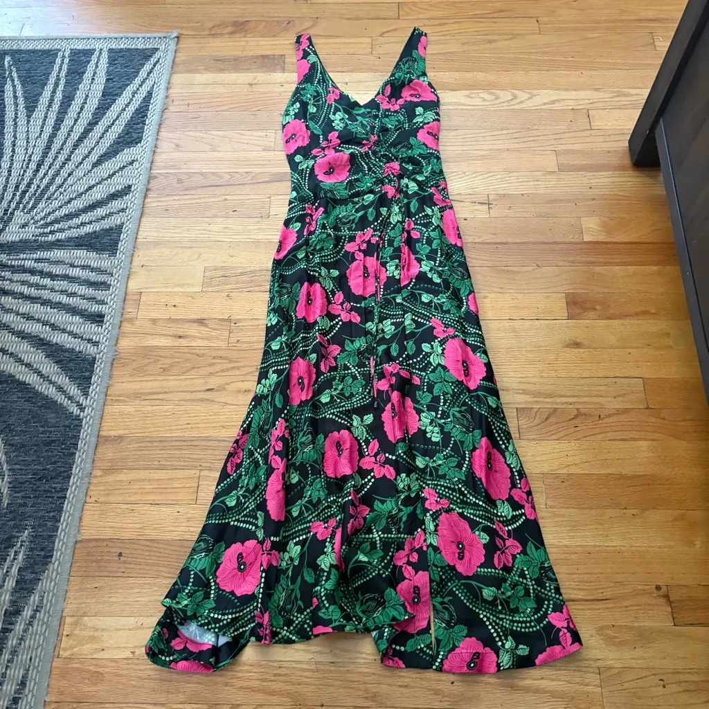 Anthropologie Maeve Black Floral Dress Size 0 - Image 2