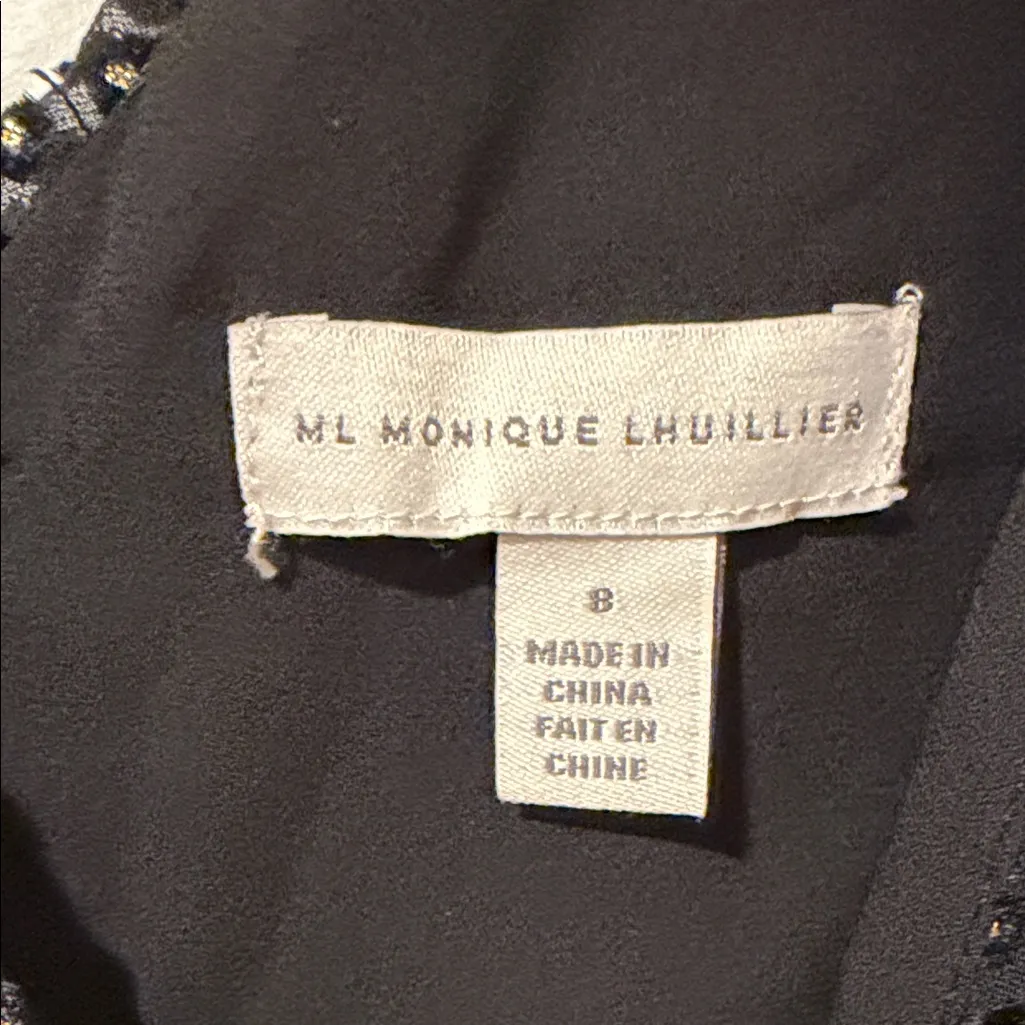 ML monique Lhuillier‎ velvet ruffle dress 8 - Image 7