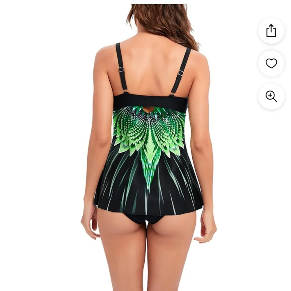 Tankini Set 2 Piece Swimming Costume Swimdress Top with Triangle Bottom - Image 2