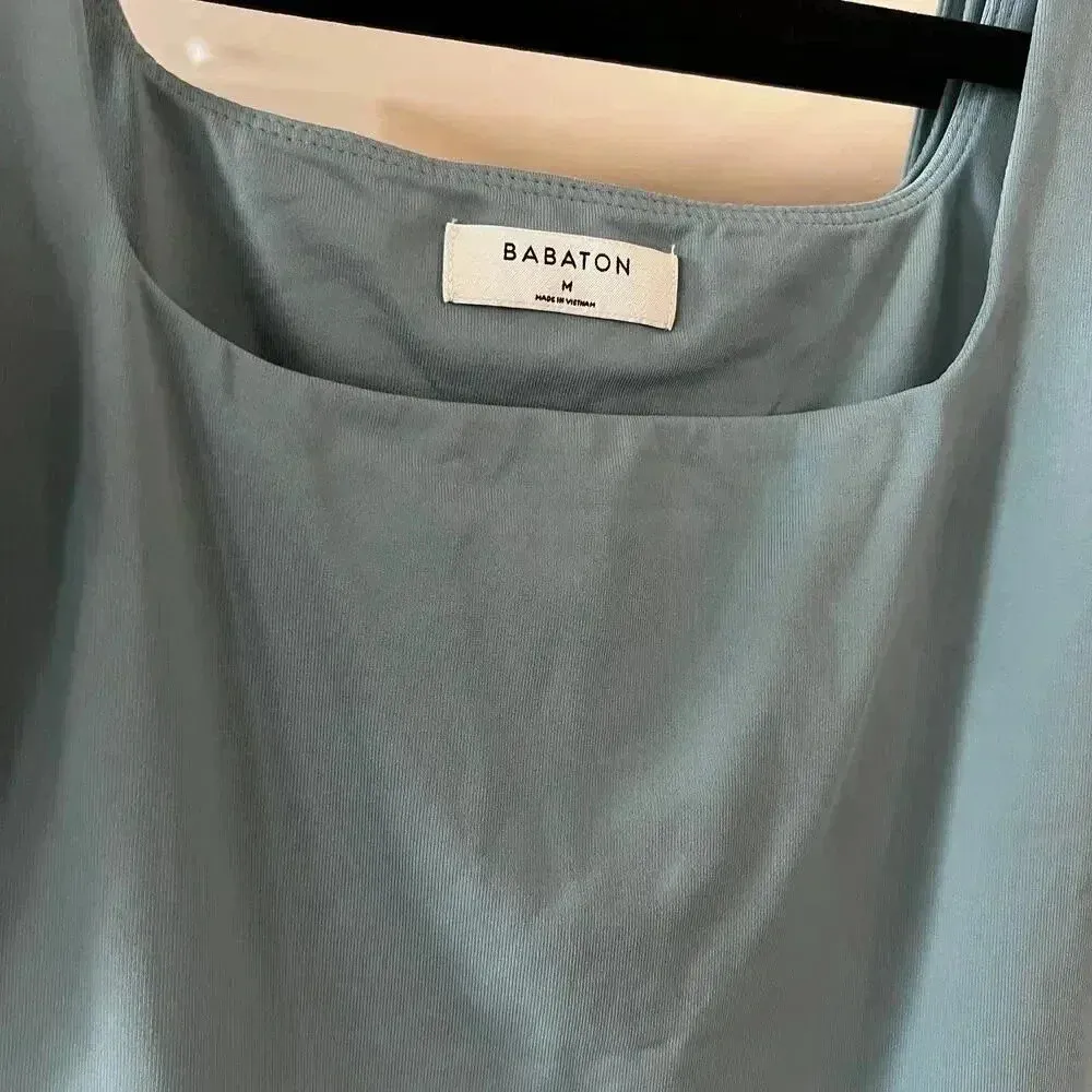 890 Babaton Square Neck Bodysuit Size Medium Color Blue/Grey - Image 3