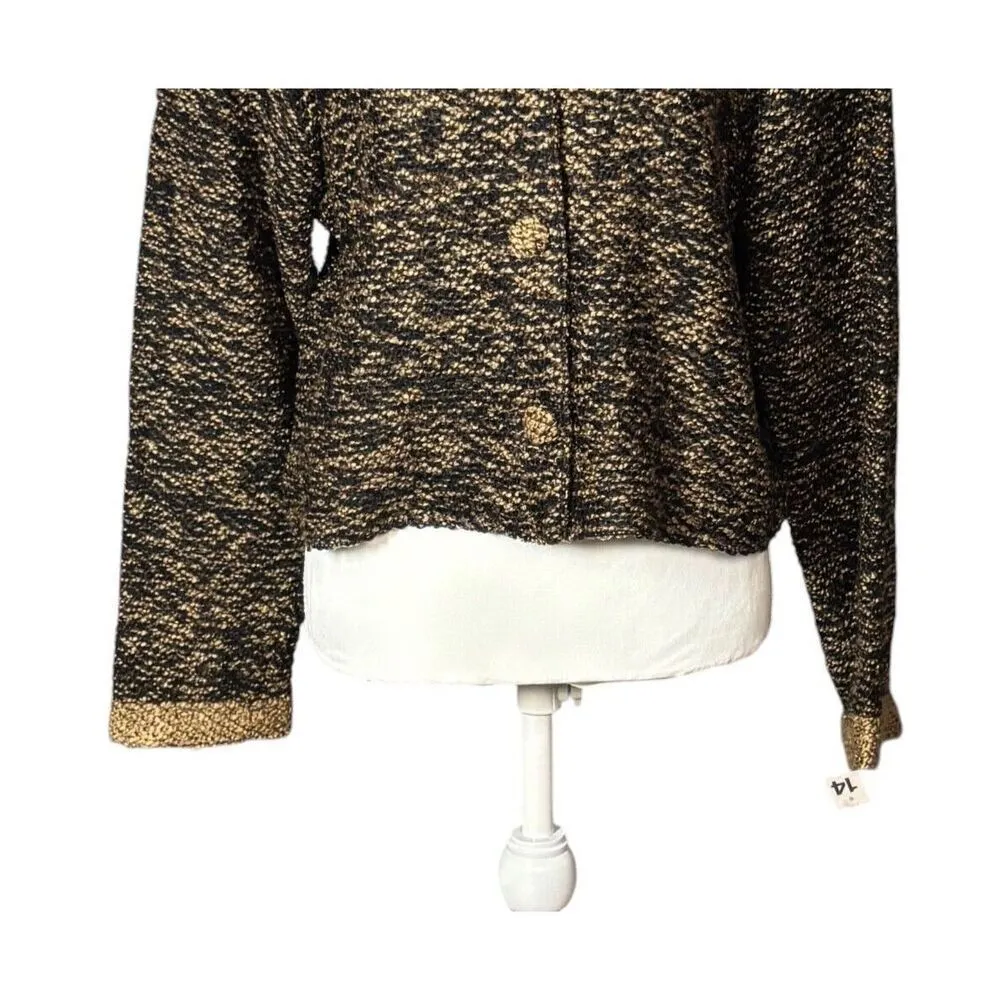 New Orvis Cardigan Sweater Size 14 Brown Button Front Tweed Cropped Classic - Image 5