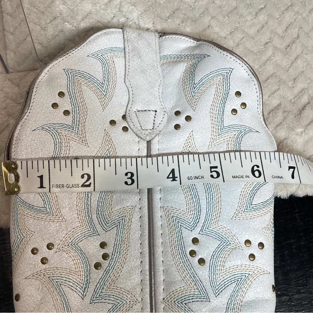 Laredo Women's White Leather Adrian Western Wide Calf Cowgirl Boots Size 7 - Image 11