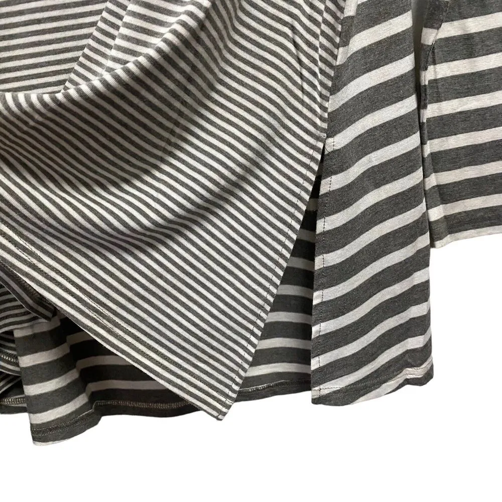 POOF Womens Oversized L Beige Stripe Tunic Comfort Soft Knit Long Sleeve Sweater - Image 5