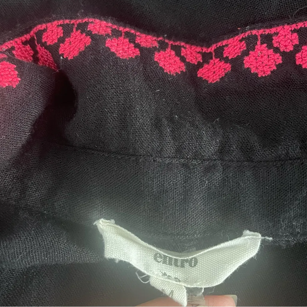 Entro  Embroidered & Tassel Mini Dress Black and Pink Size Medium - Image 4