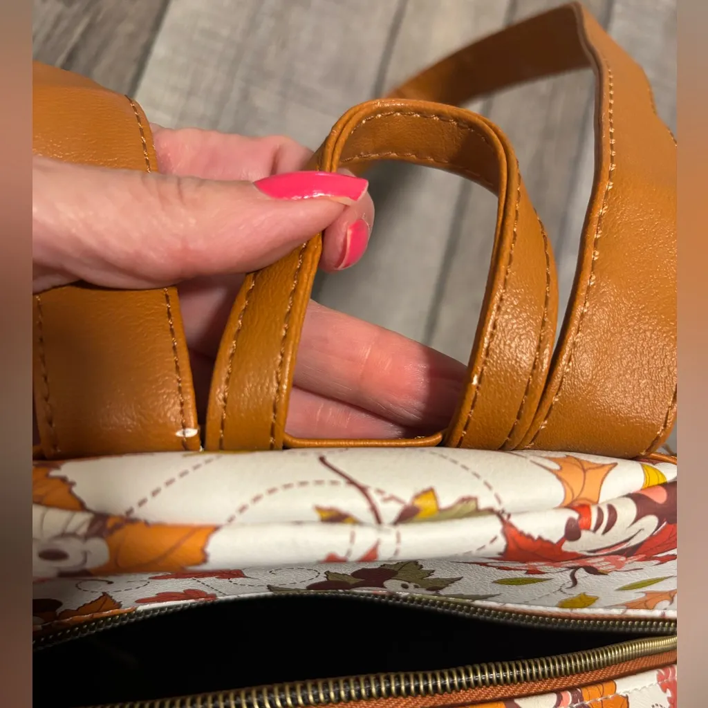 Disney Loungefly Mickey and Minnie Mouse Fall Leaves Mini Backpack - Image 13