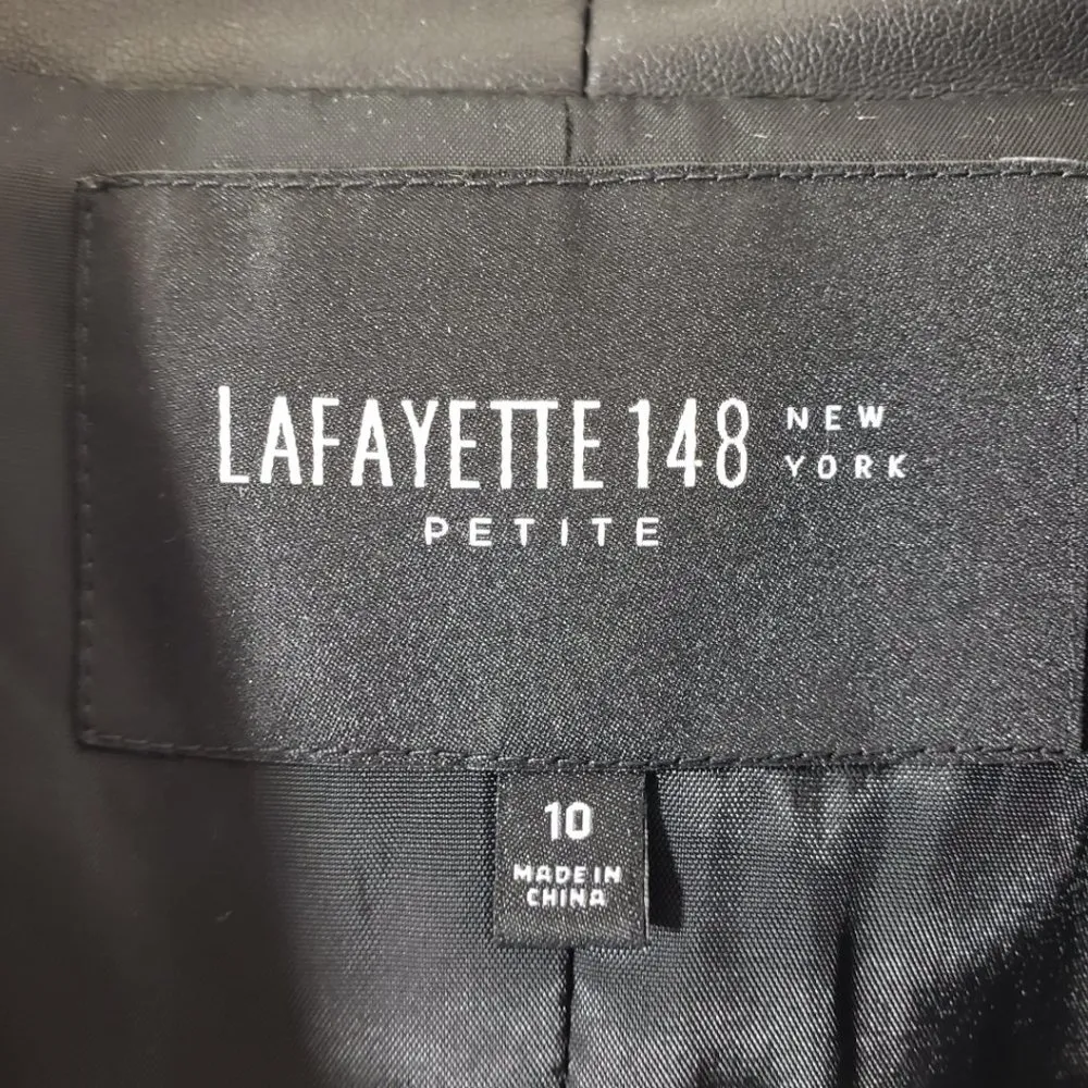 Lafayette 148 New York Size 10 Green Geometric Zip Front Fuzzy Tweed Blazer - Image 11