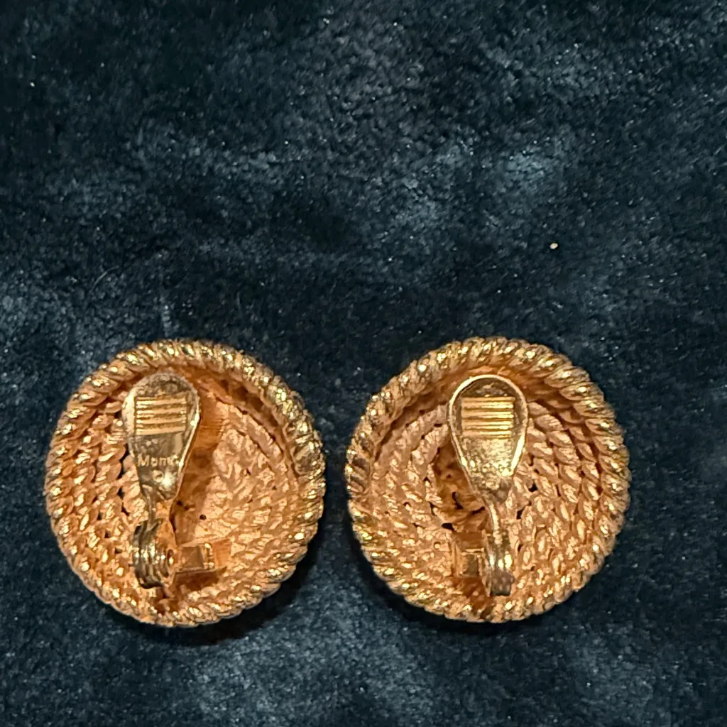 Monet Elegant Gold Woven Earrings - Image 2