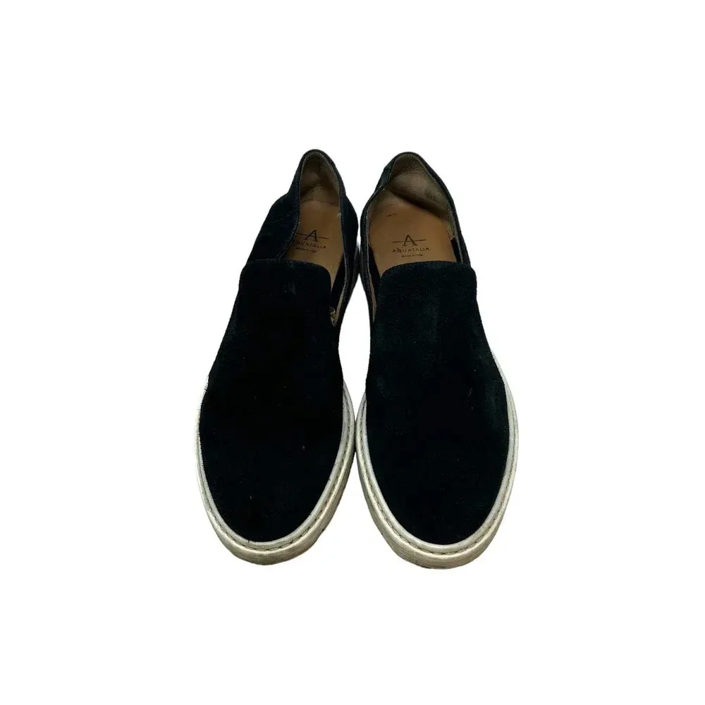 Aquatalia‎ Slip On Sneakers Loafer Lug Sole Leather Suede Black Size US 9 - Image 2
