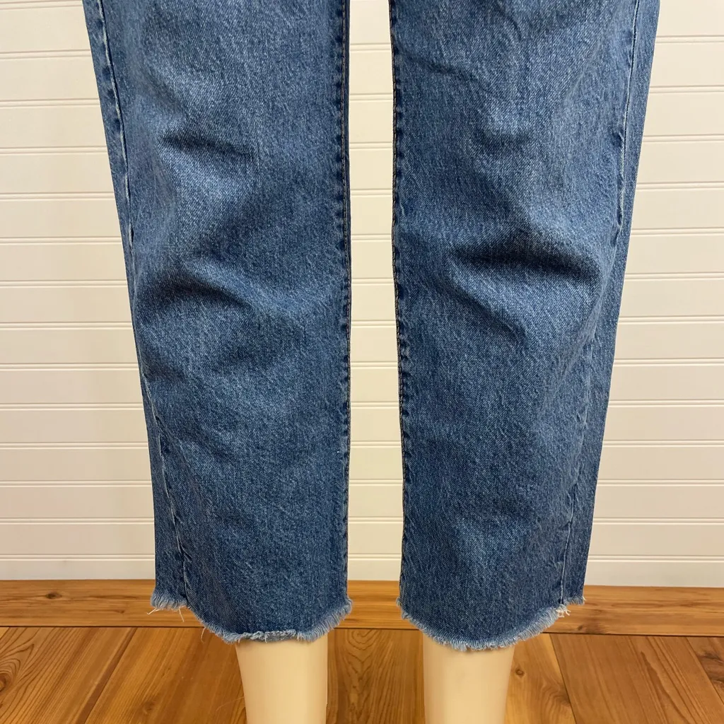 5/$25 Garage Paperbag Mom Denim Jeans High Rise Cotton Raw Hem Pleat size 7 32” - Image 9