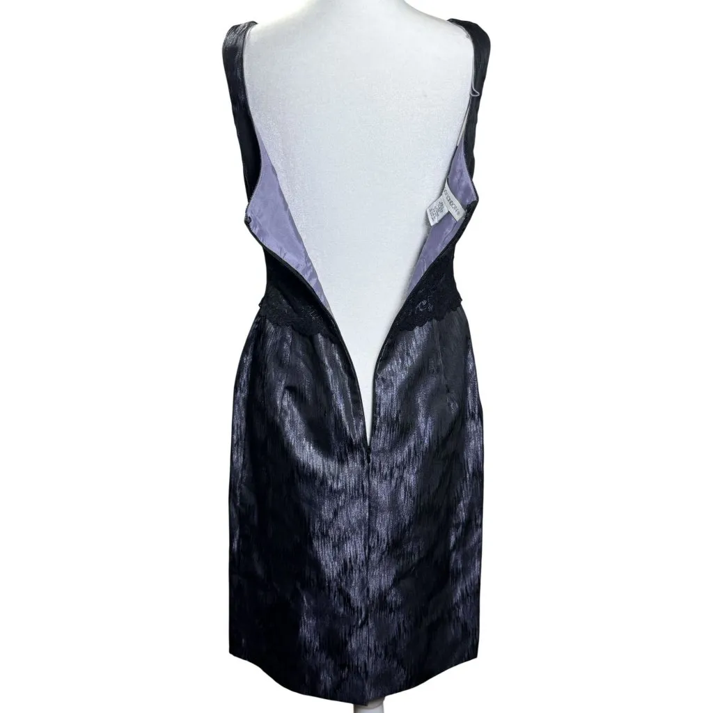 Maggy London Womens Dress Size 8 Lace Inset Metallic Brocade - Image 4