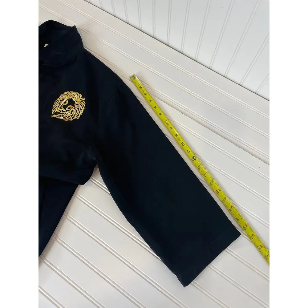 Mureli Vintage 80s 90s Black Gold Safari Baroque Bomber Jacket Size Large Petite - Image 7