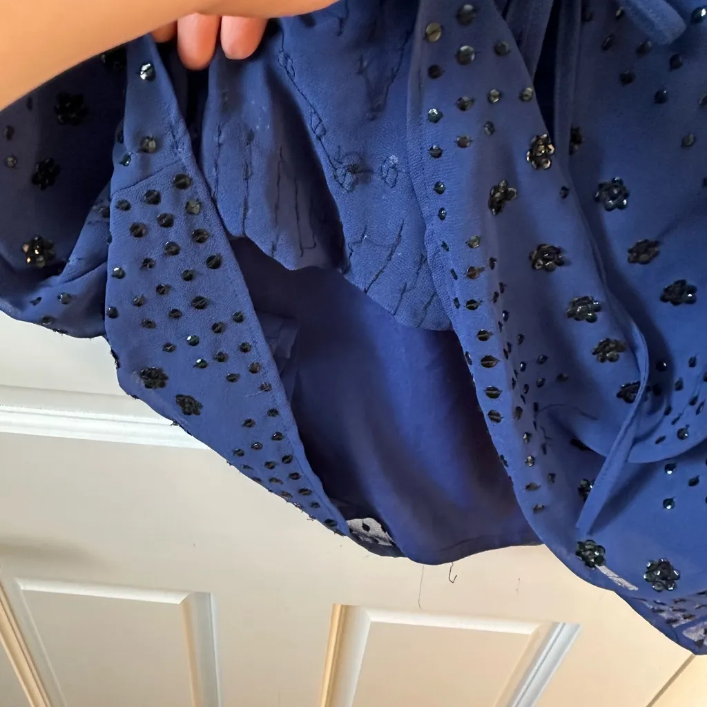 Romeo & Juliet Couture Navy Dress with Black Details - Image 3