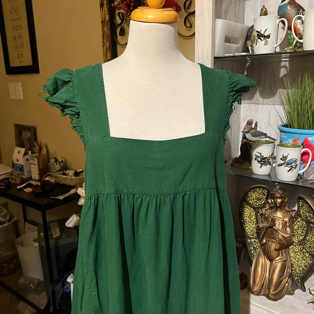 Aerie flutter Forest Green mini dress size L - Image 2