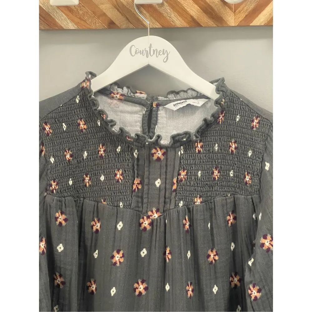 Sonoma floral muslin top Size Large - Image 3