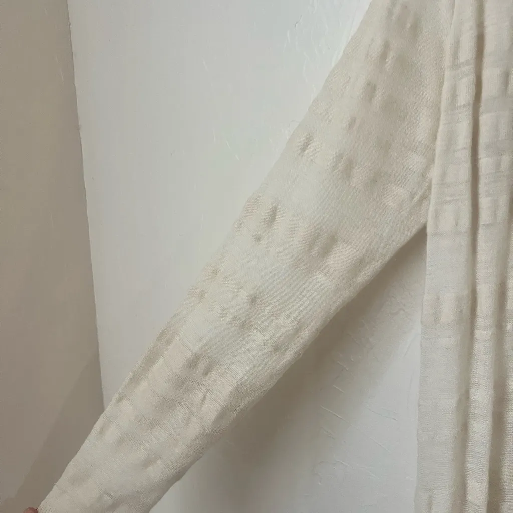 Anthropologie Moth Cream Linen blend Knit Cardigan size M - Image 6